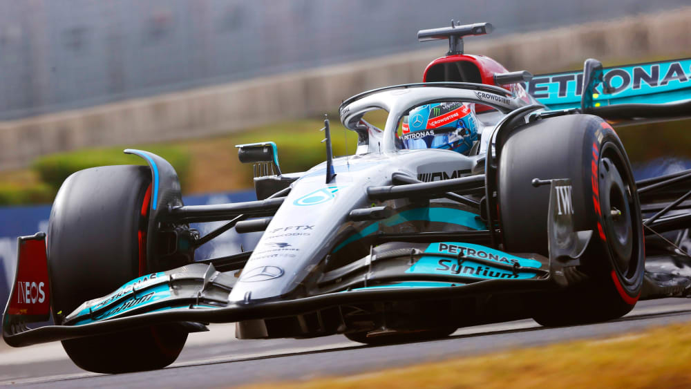 Schneller als die Konkurrenz: Mercedes-Pilot George Russel beginnt in Ungarn auf der Pole Position.