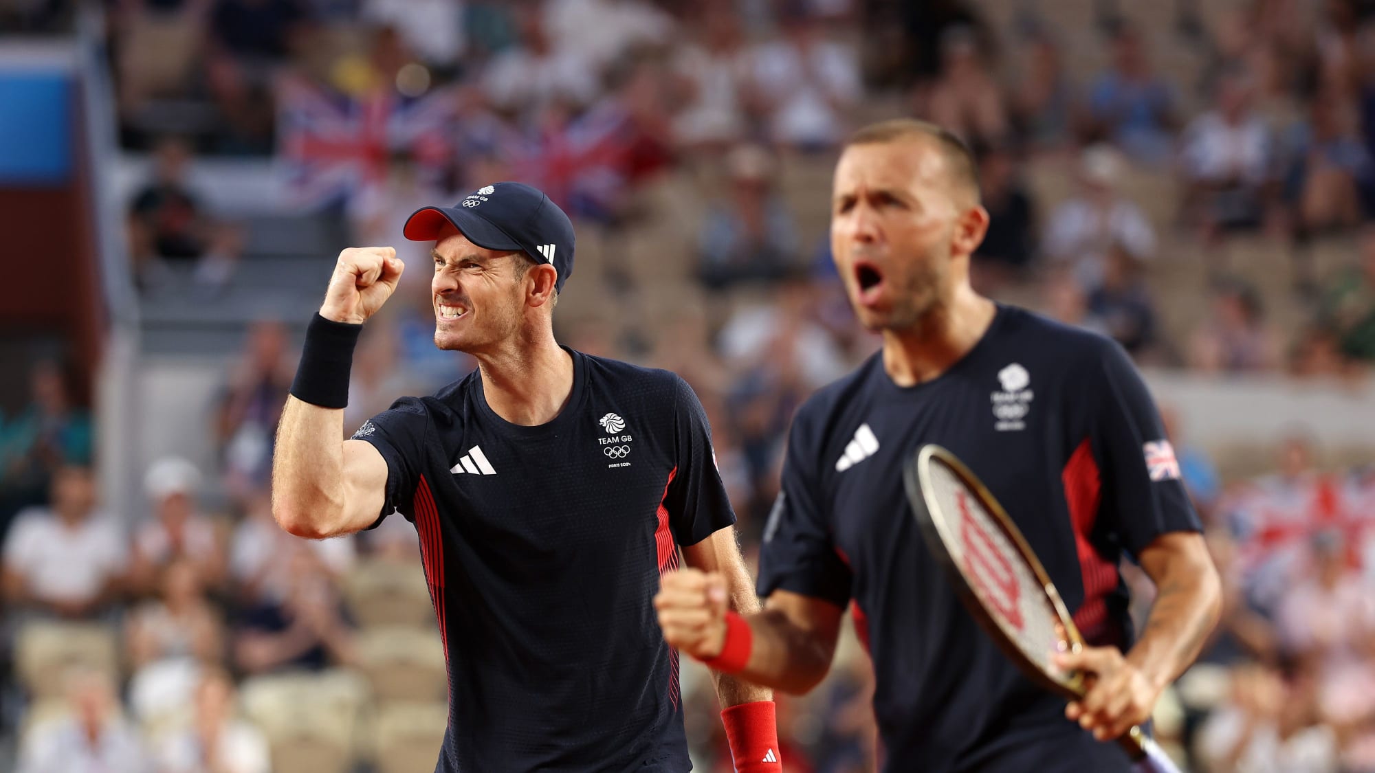 Andy Murray mit Daniel Evans im Doppel-Wettbewerb in Roland Garros