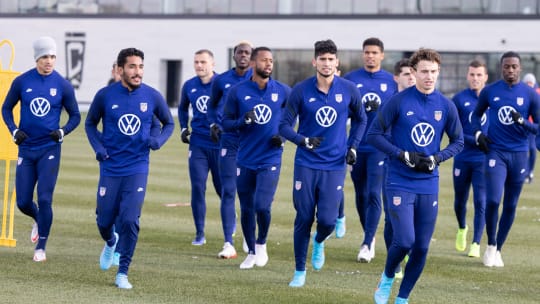 Das Nationalteam der USA bei der Vorbereitung auf El Salvador in Columbus.