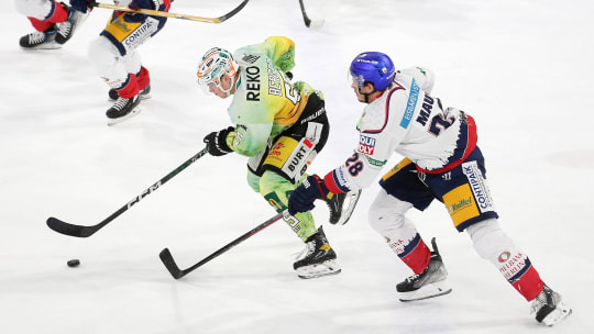 Die Eisbären Berlin um Frank Mauer (re.) verloren in der DEL gegen die Bietigheim Steelers.