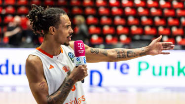 GER, BKT EuroCup, Saison 2025 2026, Niners Chemnitz - Buducnost VOLI Podgorica. 12.11.2025, Messe, Chemnitz, GER, BKT EuroCup, Saison 2025 2026, Niners Chemnitz - Buducnost VOLI Podgorica. Kevin Yebo (Niners Chemnitz, 0) Foto Alexander Trienitz Chemnitz Messe Sachsen Deutschland *** GER, BKT EuroCup, Season 2025 2026, Niners Chemnitz Buducnost VOLI Podgorica 12 11 2025, Messe, Chemnitz, GER, BKT EuroCup, Season 2025 2026, Niners Chemnitz Buducnost VOLI Podgorica Kevin Yebo Niners Chemnitz, 0 Photo Alexander Trienitz Chemnitz Messe Sachsen Germany