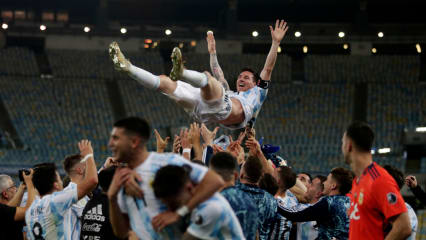 Er lebe hoch! Lionel Messi nach dem Sieg bei der Copa.