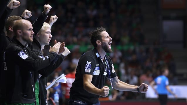 Jubelte auch in Velenje: Magdeburgs Trainer Bennet Wiegert