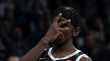 BELGRADE, SERBIA - MARCH 17: Isaac Bonga, #17 of Partizan Mozzart Bet Belgrade reacts during the EuroLeague Regular Season Round 30 match between Partizan Mozzart Bet Belgrade and Dubai Basketball at Belgrade Arena on March 17, 2026 in Belgrade, Serbia. (Photo by Srdjan Stevanovic/Euroleague Basketball via Getty Images)
