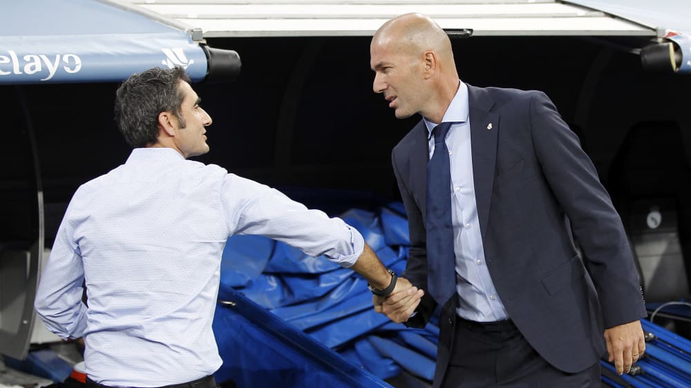 Hofft auf eine einvernehmliche L&#246;sung: Ernesto Valverde (hier, mit Real-Coach Zinedine Zidane).