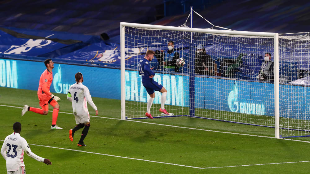 Chelseas Führungstor: Timo Werner köpft ungehindert ein - unmittelbar zuvor hat Kai Havertz per Lupfer die Latte getroffen.