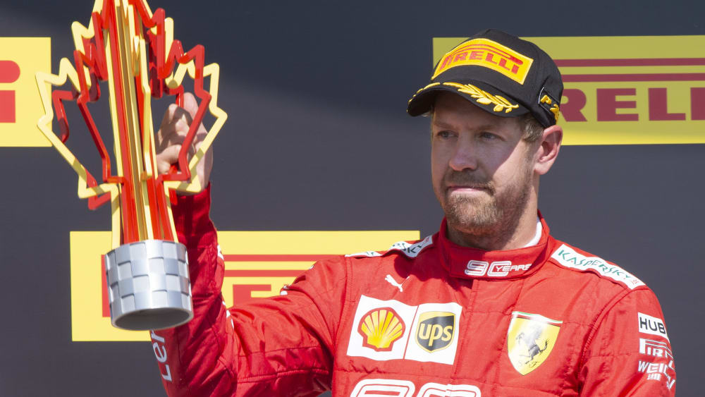 Konnte sich auf dem Podium in Kanada überhaupt nicht freuen: Ferrari-Pilot Sebastian Vettel.