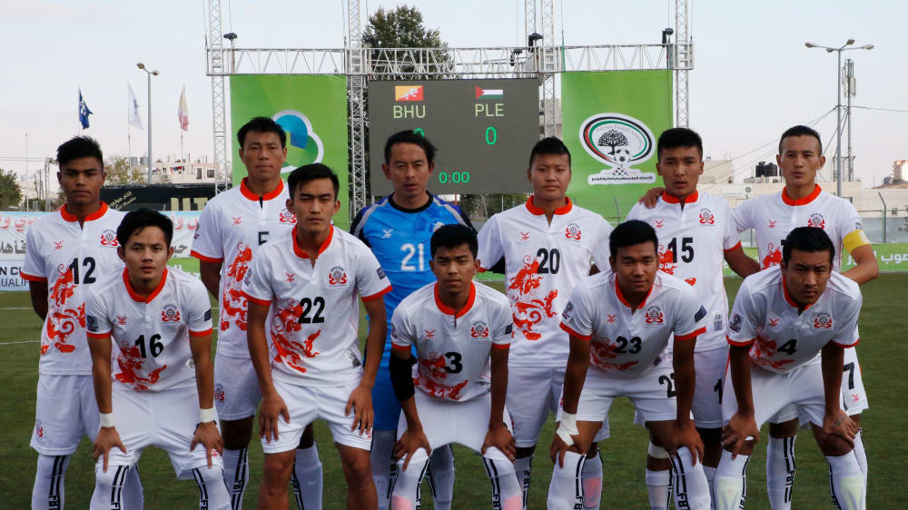 Die Nationalmannschaft Bhutans (Aufnahme aus dem Jahr 2017) ist in der WM-Qualifikation bereits gescheitert.