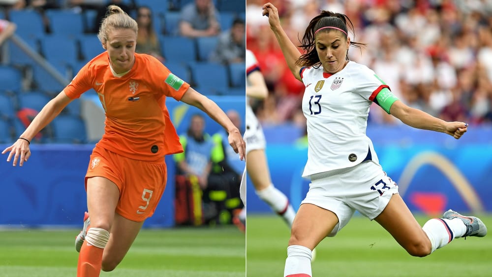 Niederlande gegen Vereinigte Staaten beinhaltet auch das Duell der St&#252;rmerinnen Vivianne Miedema (l.) und Alex Morgan.
