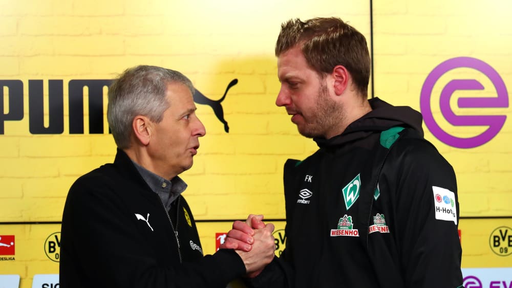 Man schätzt sich: Lucien Favre (li.) und Florian Kohfeldt.
