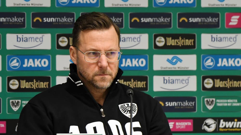 Hat mit großen personellen Sorgen vor der Partie gegen Uerdingen zu kämpfen: Münster-Trainer Sascha Hildmann.