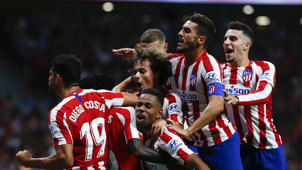 Nach dem späten 3:2 gab es bei den Profis von Atletico Madrid natürlich kein Halten mehr.
