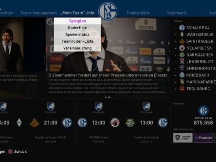 Das neue Hauptmenü von PES 2020 sieht richtig schick aus. Die Untermenüs müssen allerdings immer noch per Dropdown angewählt werden
