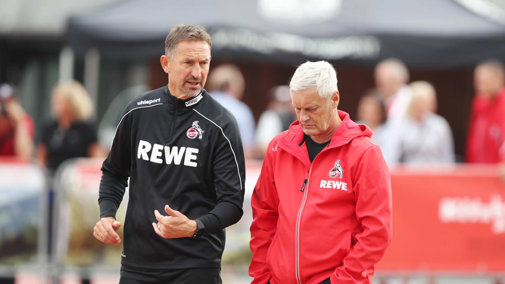 Wie geht es mit dem Duo des 1. FC K&#246;ln weiter? Trainer Achim Beierlorzer (li.) und Noch-Gesch&#228;ftsf&#252;hrer Sport Armin Veh. 