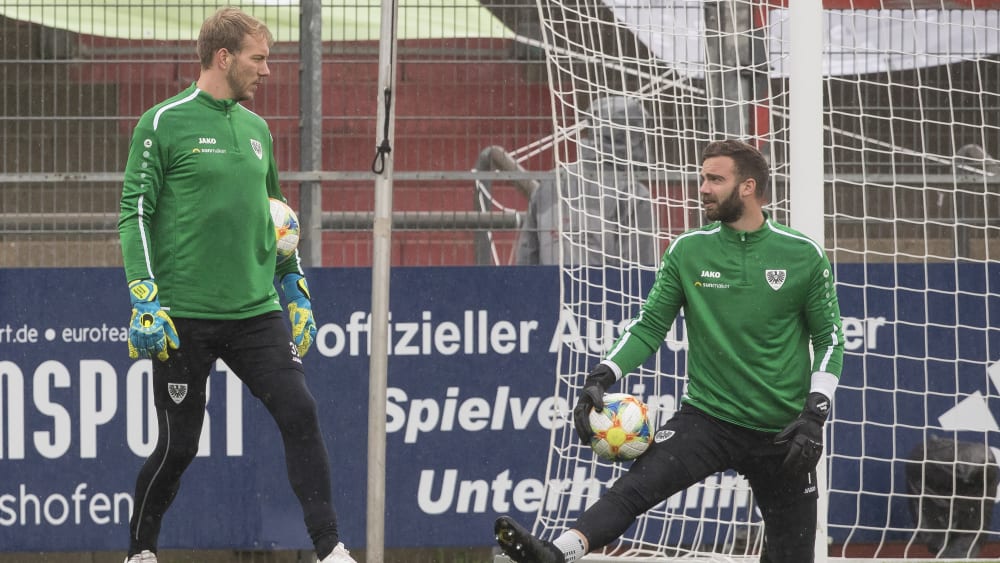 Die Torhüter von Preußen Münster beim Training: Maximilian Schulze Niehues (links) und Oliver Schnitzler (rechts).