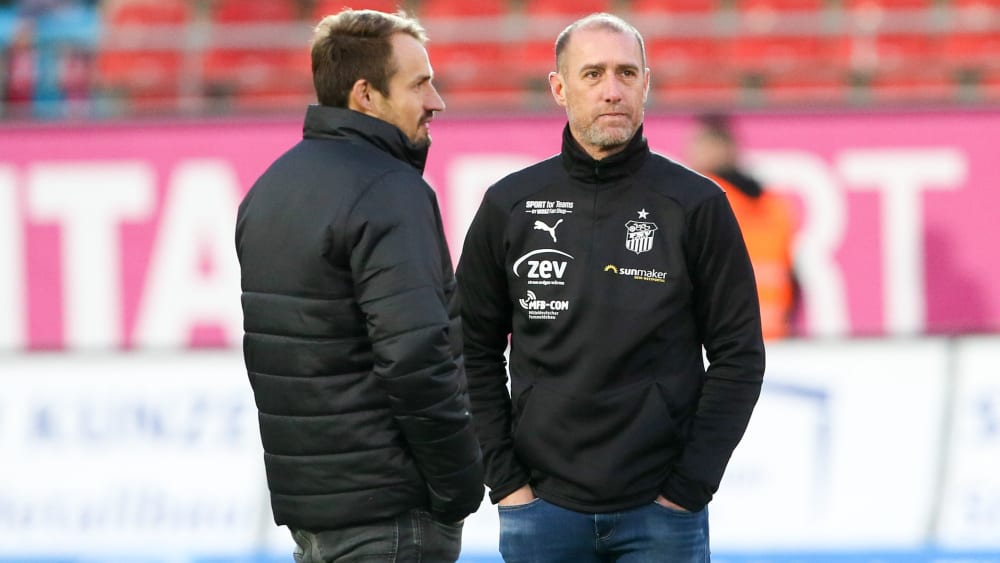 FSV Zwickau-Sportchef Toni Wachsmuth (li.) und Coach Joe Enochs.