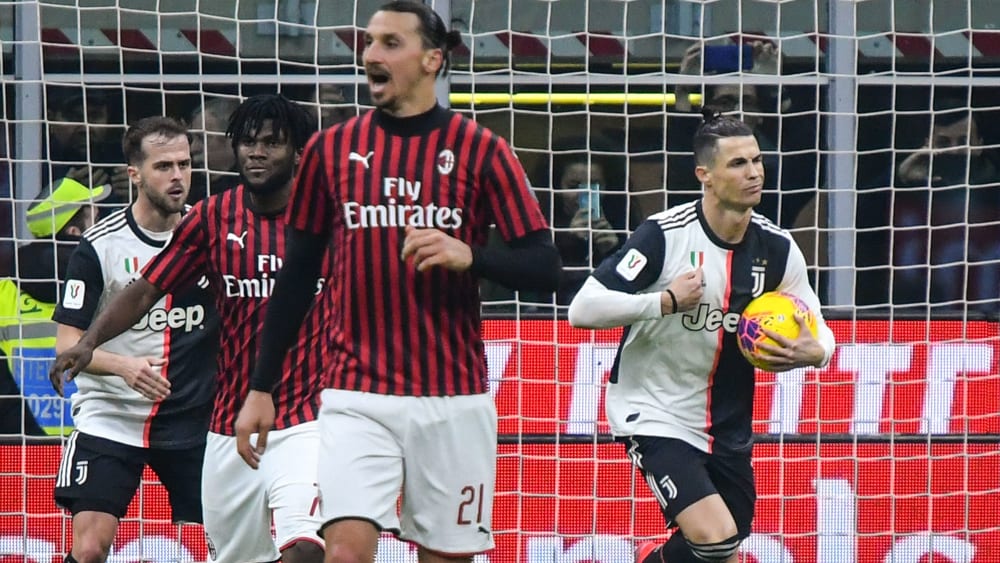 Cristiano Ronaldo (re.) nach seinem späten Ausgleich in Mailand
