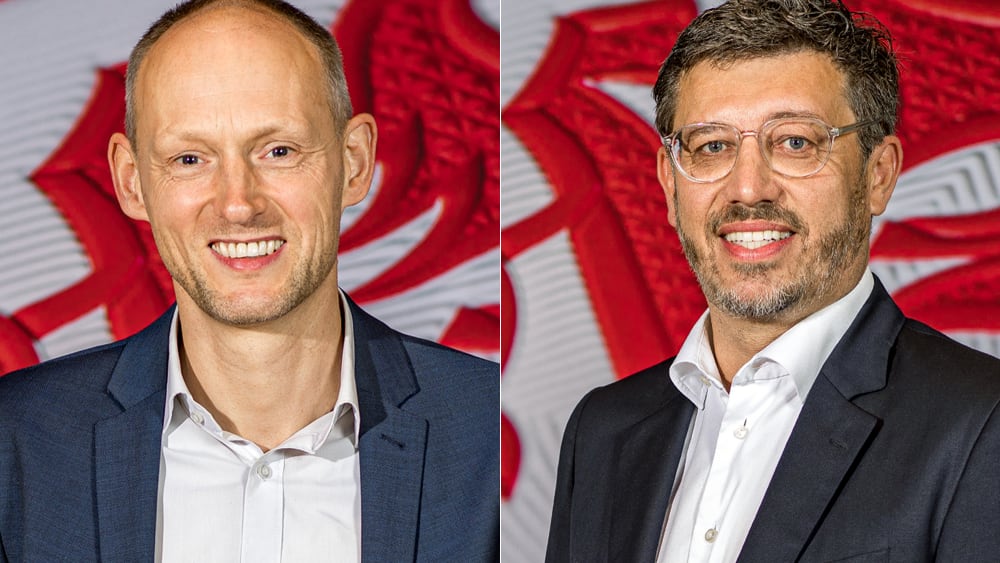 Die finalen Kandidaten für das Präsidentschaftsamt beim VfB Stuttgart: Christian Riethmüller (li.) und Claus Vogt.