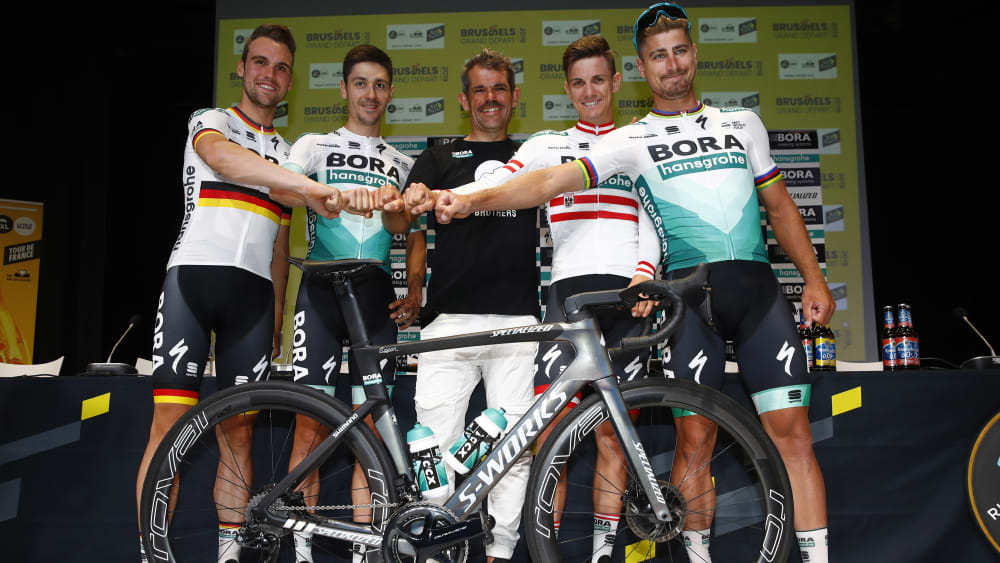 Maximilian Schachmann, Emanuel Buchmann, Ralph Denk, Patrick Konrad und Peter Sagan
