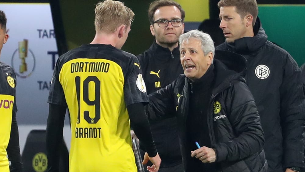 BVB-Trainer Lucien Favre und Julian Brandt