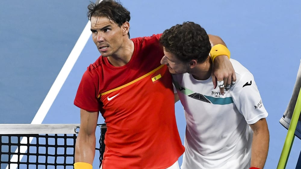 Rafael Nadal (l.) mit Doppelpartner Pablo Carreno Busta