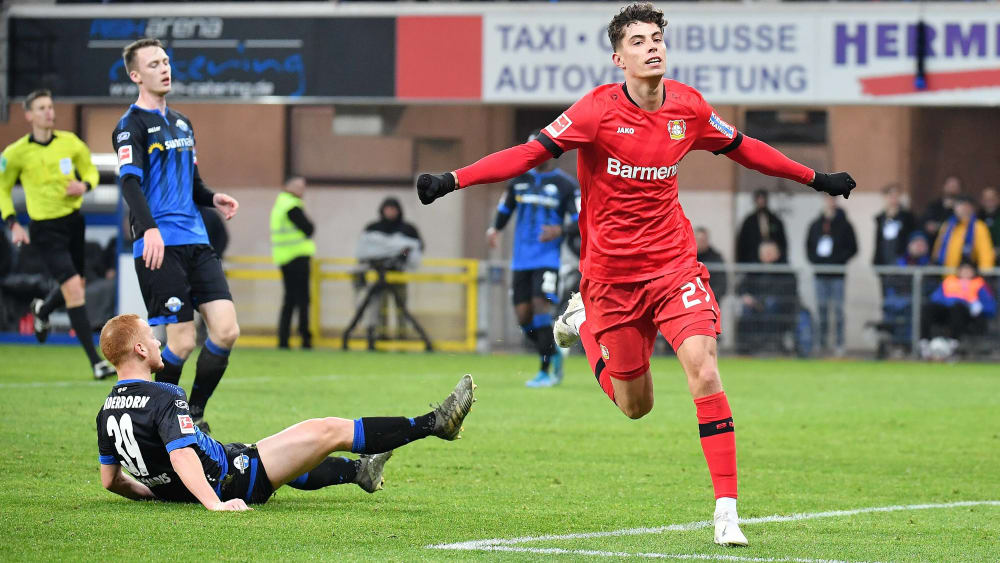 Kai Havertz setzte den Schlusspunkt mit dem 4:1 für Bayer Leverkusen gegen Paderborn.