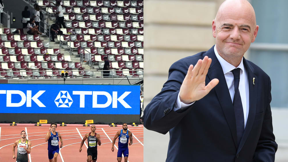 Leere Ränge bei der Leichtathletik-WM in Katar - und FIFA-Präsident Gianni Infantino