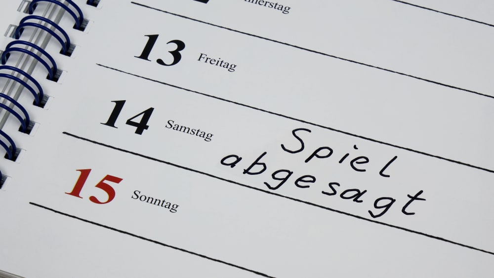 Terminkalender mit Spielabsage