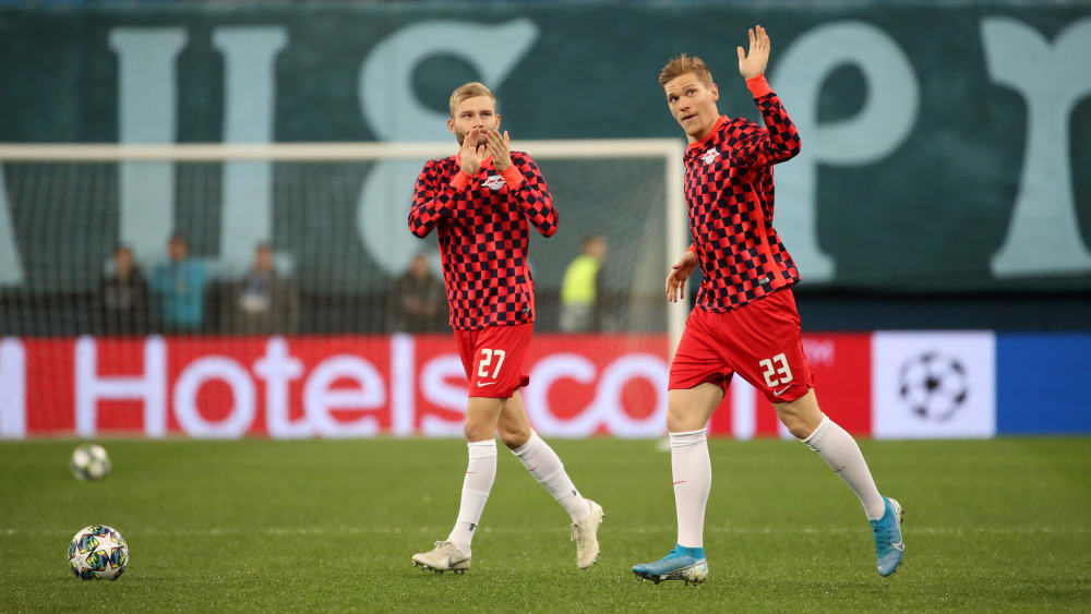 Konrad Laimer (l.) und Marcel Halstenberg in Russland