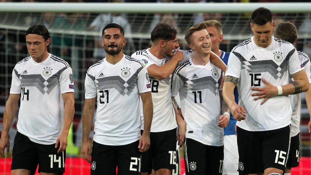 Alle deutschen Nationalspieler hatten gut lachen, doch einer besonders: Marco Reus traf im ersten Durchgang doppelt.