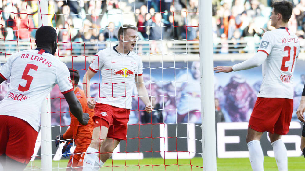 Dayot Upamecano, Lukas Klostermann, Patrik Schick (v.li.)
